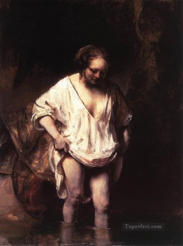  bathing Art - Hendrickje Bathing in a River portrait Rembrandt